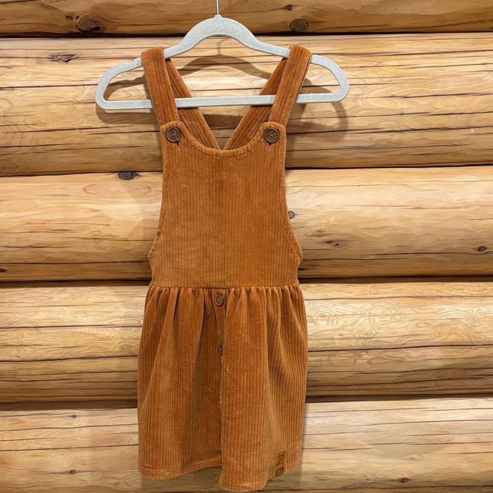 Sours Mini Corduroy Pinafore Dress - Tan